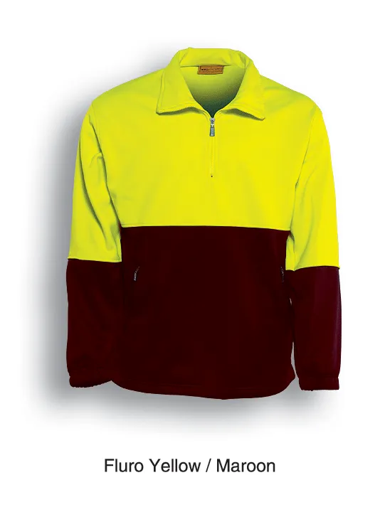 1/2 Zip Safety Fleece Jumper Hi Viz - Yellow/Maroon