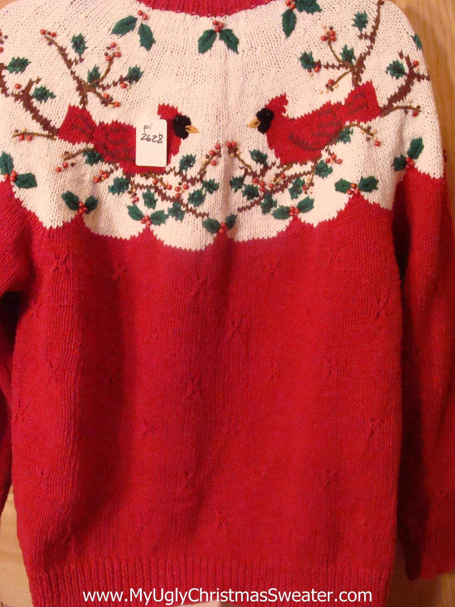 2sided Funny Christmas Sweater with Red Cardinal Birds