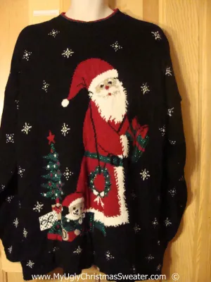 80s Christmas Sweater with Huge Santa