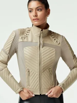 Acceleration Moto Mesh Leather Jacket LIGHT TAUPE