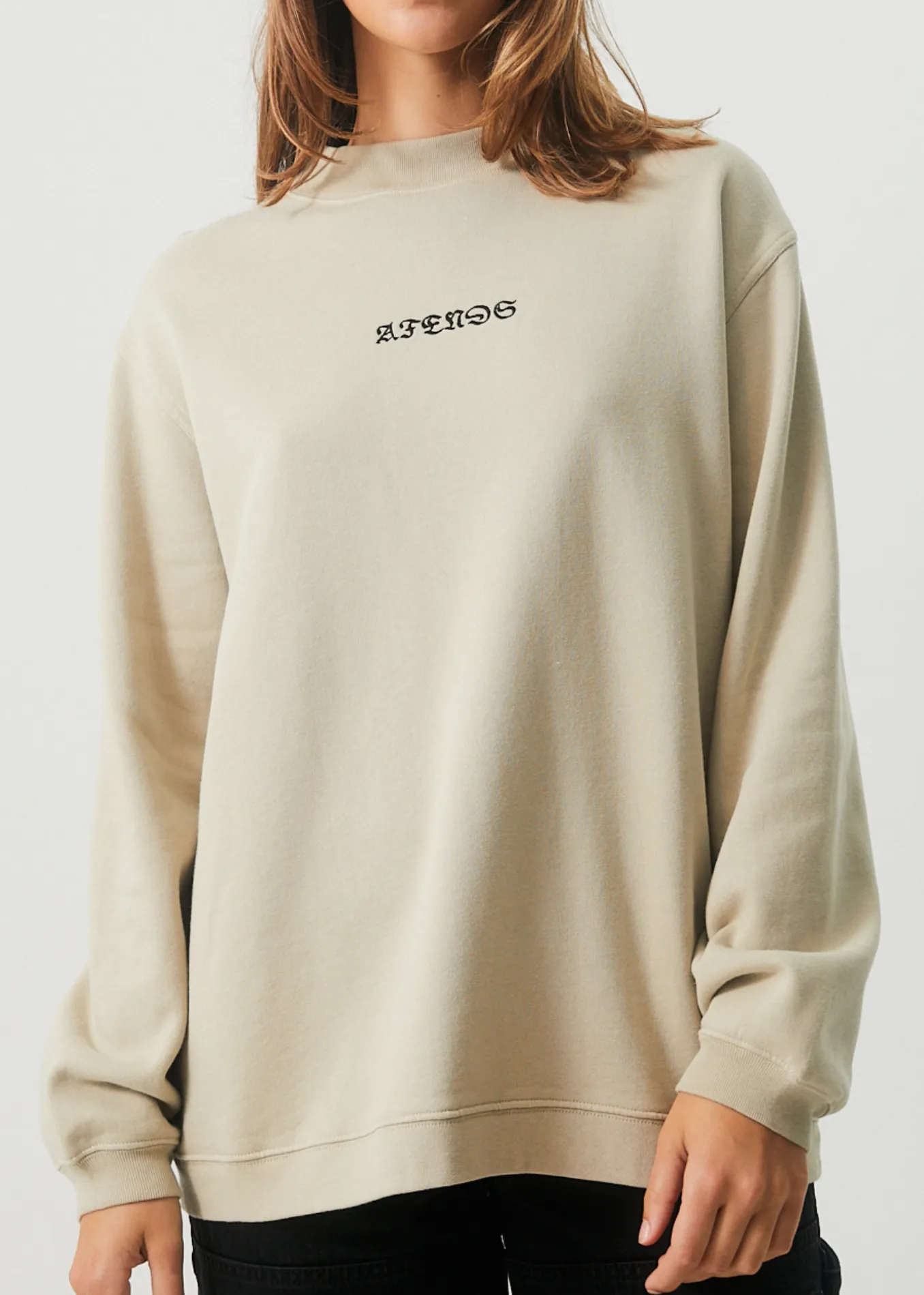 AFENDS Womens Luxury - Crew Neck Jumper - Cement