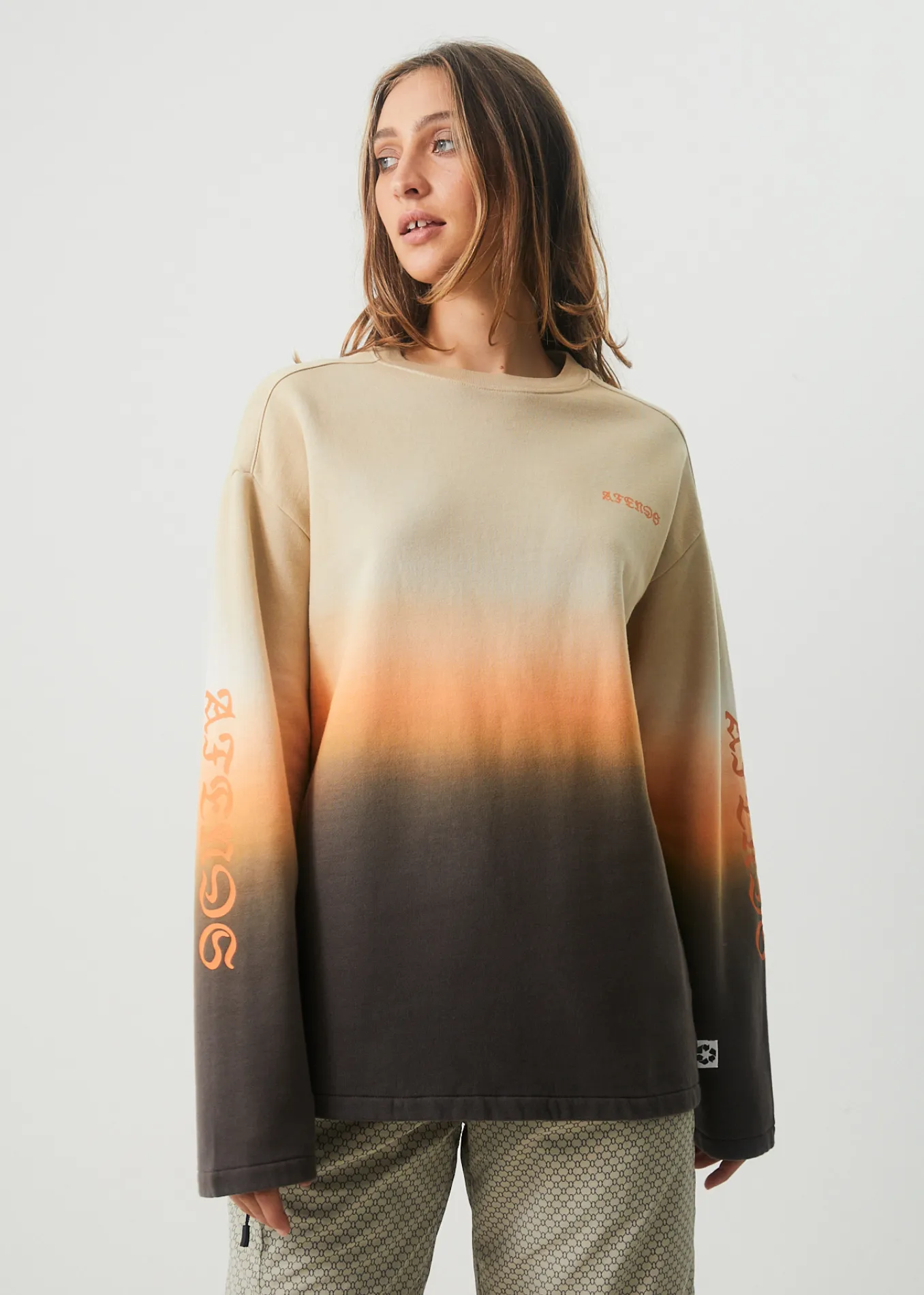 AFENDS Womens Polarised - Crew Neck Jumper - Cement