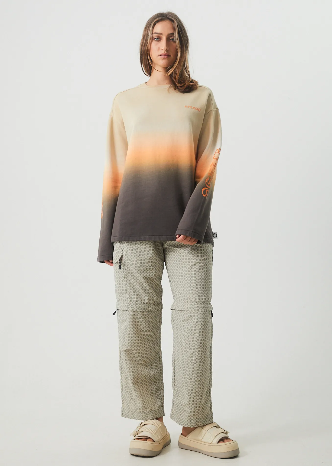 AFENDS Womens Polarised - Crew Neck Jumper - Cement