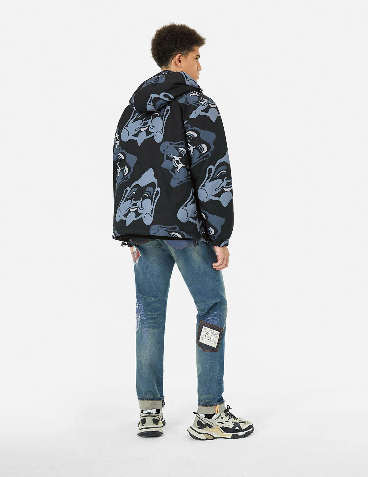 Allover Godhead Print Loose Fit Quilting Jacket