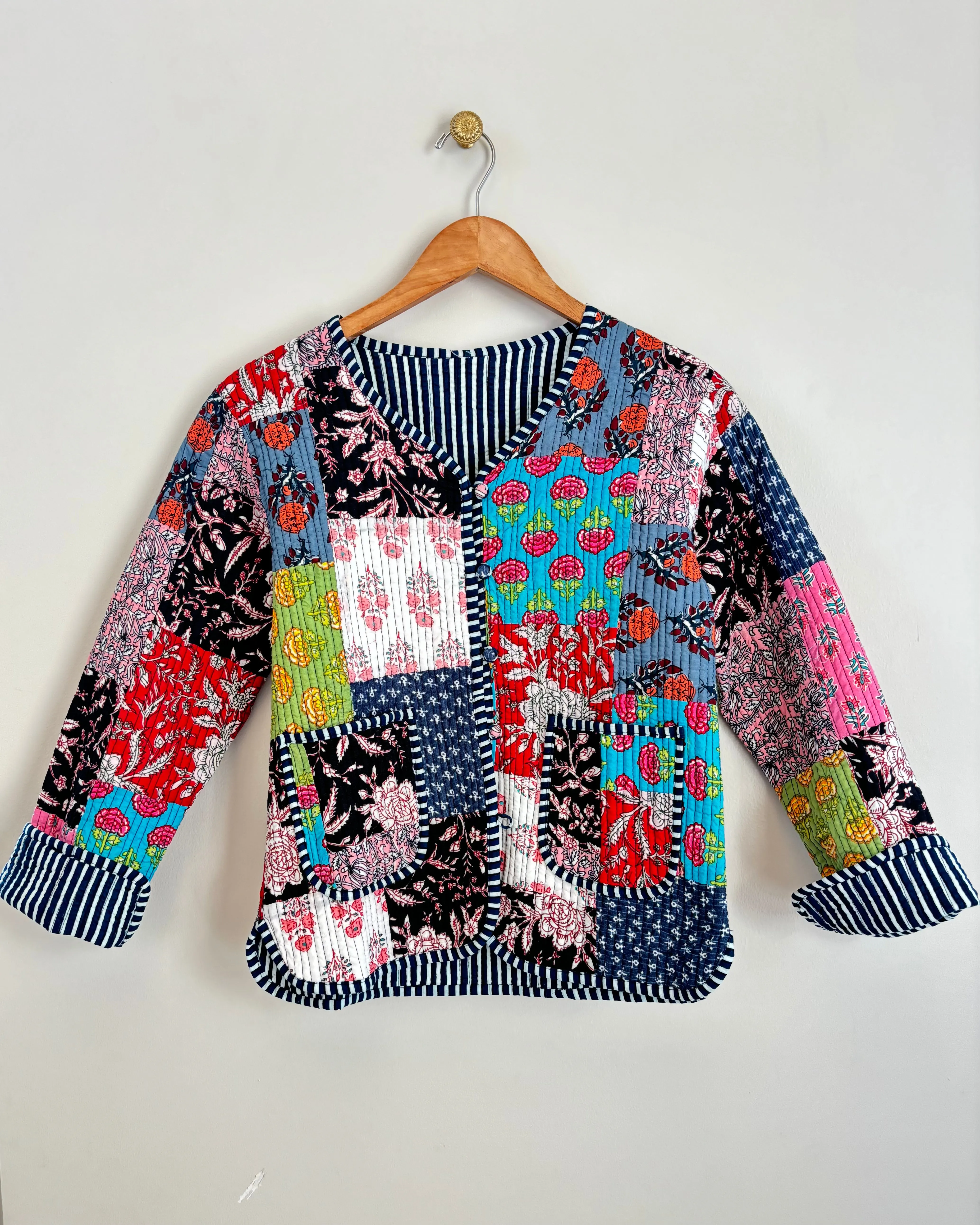 Alma Pink Quilted Patchwork Jacket