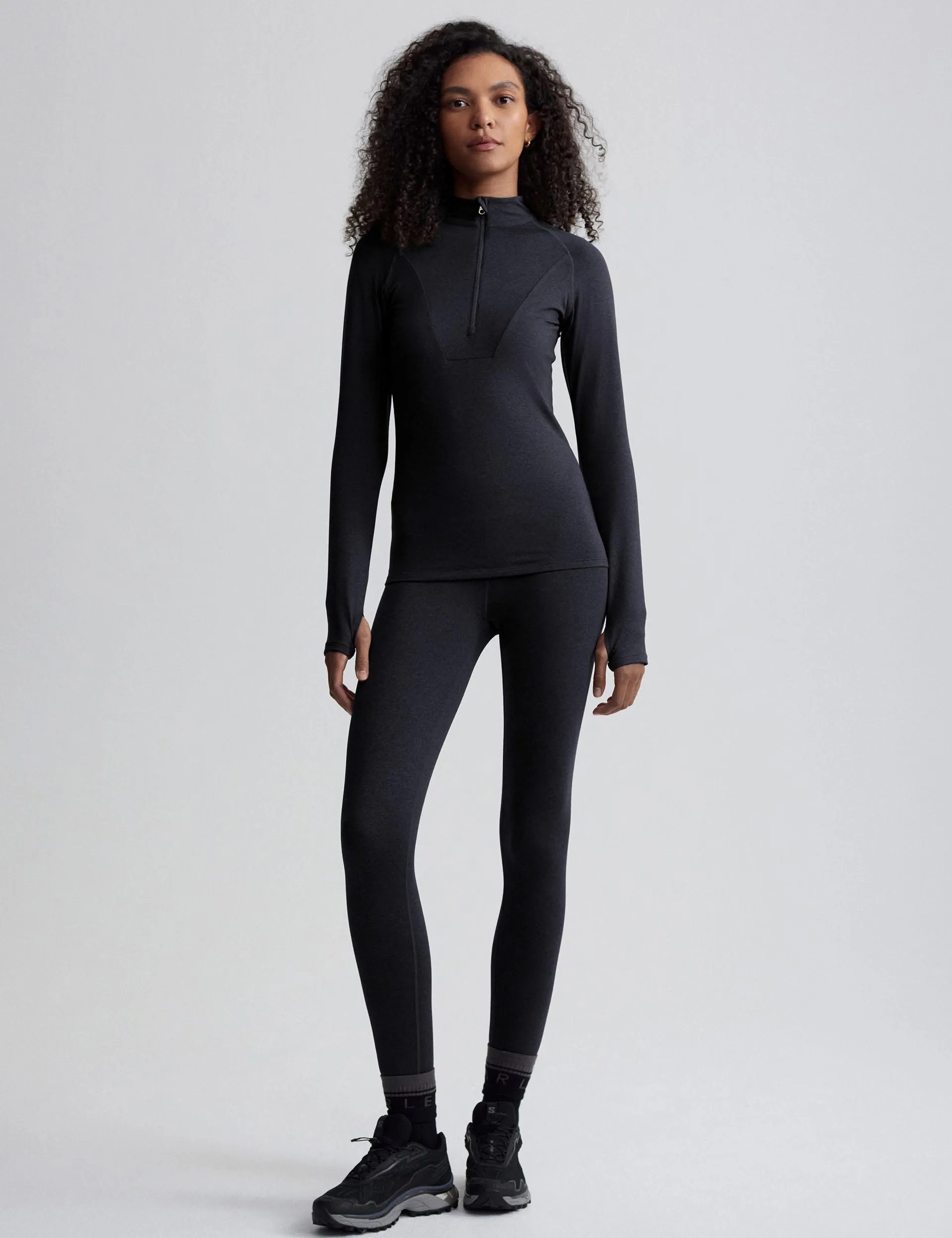 Always Warm Half-Zip Base Layer Top - Black Marl