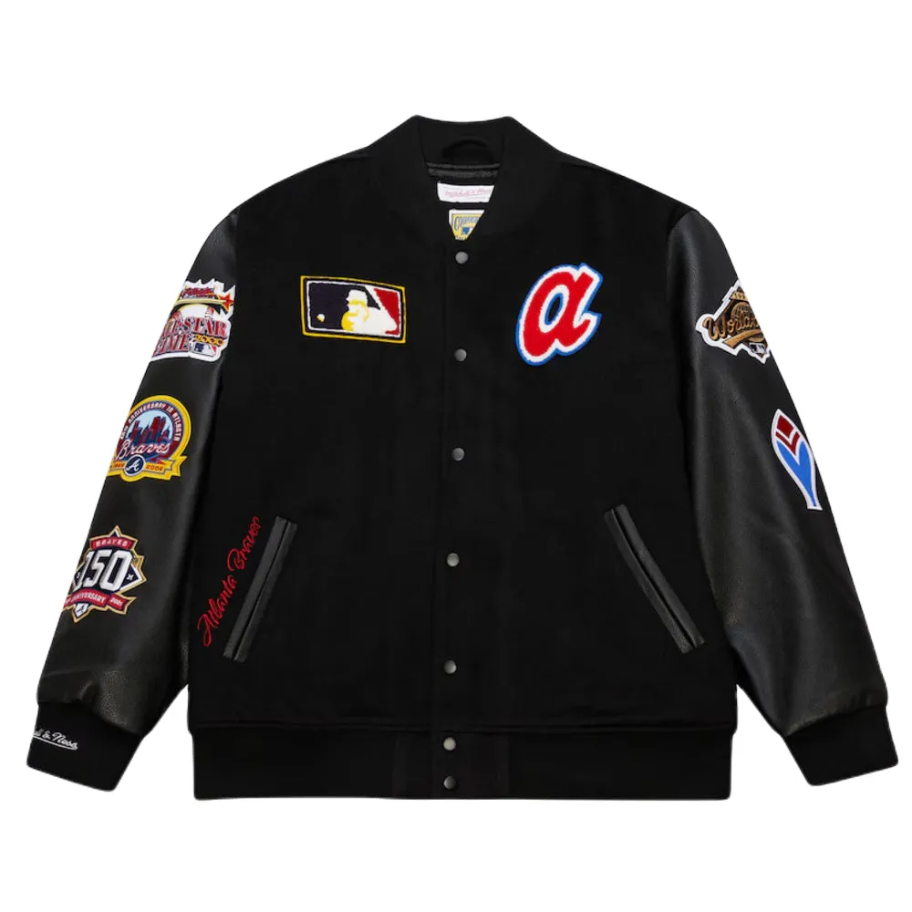 Atlanta Braves - MLB Black Out Collection Vintage Logo Full-Snap Varsity Jacket