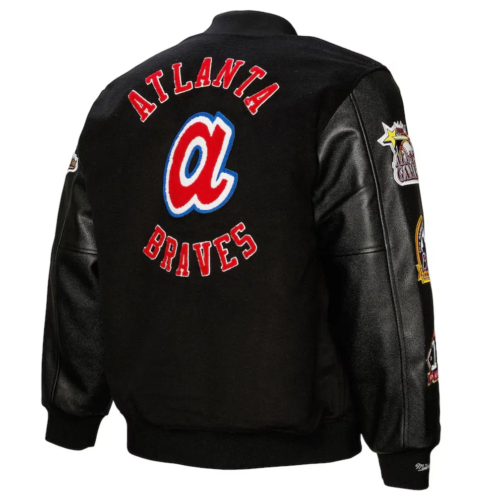 Atlanta Braves - MLB Black Out Collection Vintage Logo Full-Snap Varsity Jacket