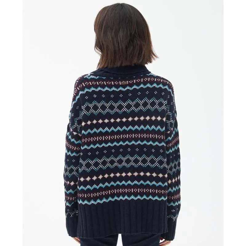 Barbour Fox Fairisle Ladies Roll Neck Jumper - Navy