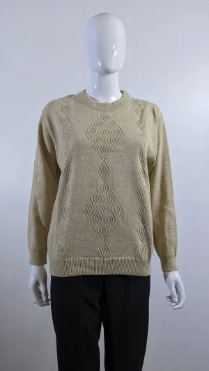 Beige Round Neck Diamond Design Jumper