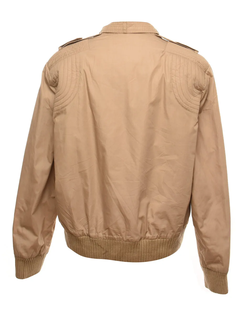 Beige Zip-Front Harrington Jacket - XL