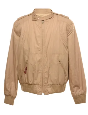 Beige Zip-Front Harrington Jacket - XL