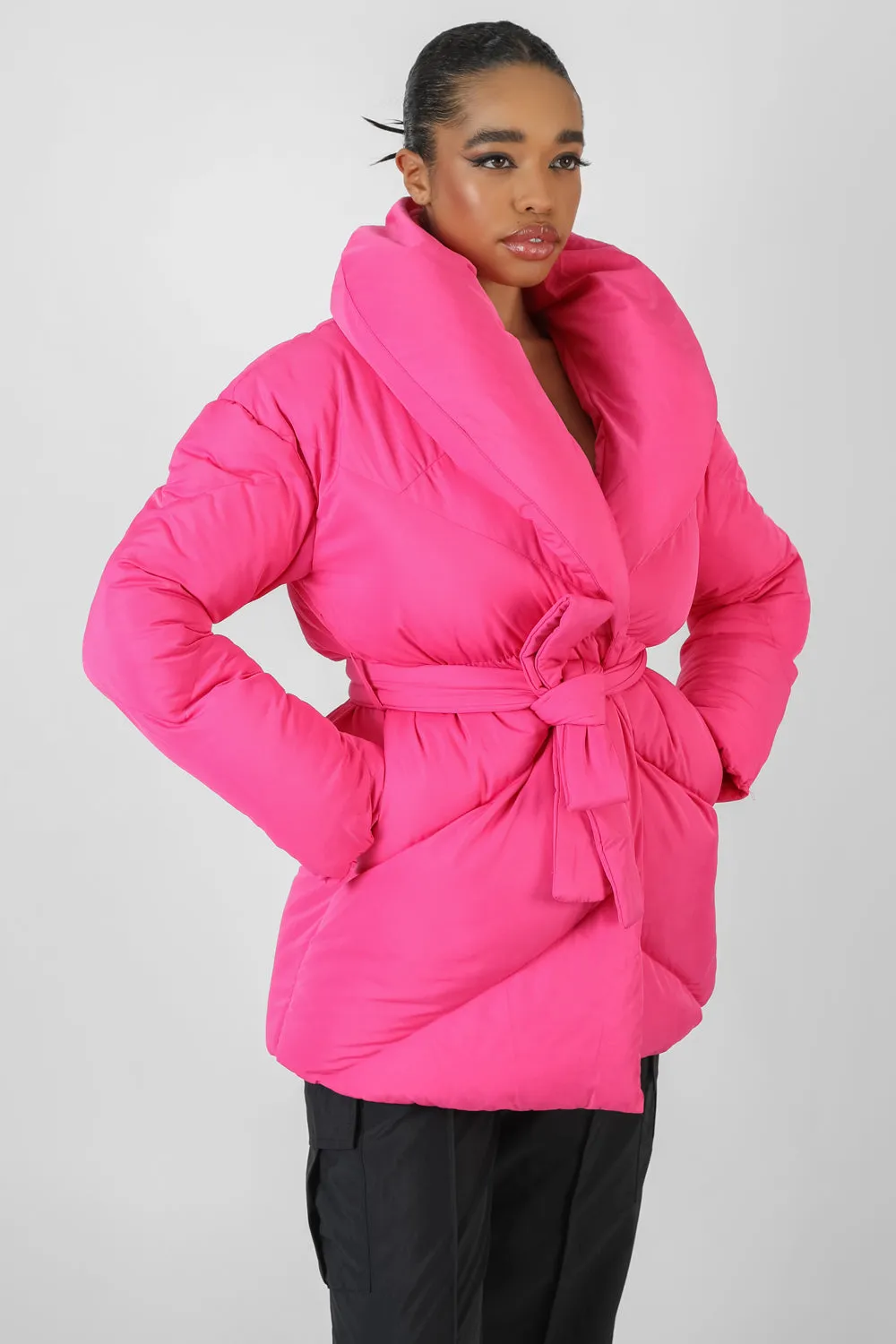 Belted Pink Puffer Pink