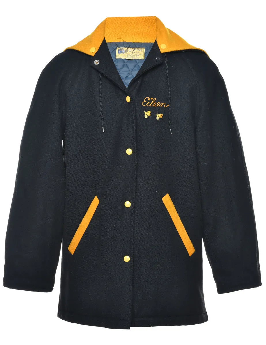 Black & Yellow Sailor Collar Varsity Jacket - M