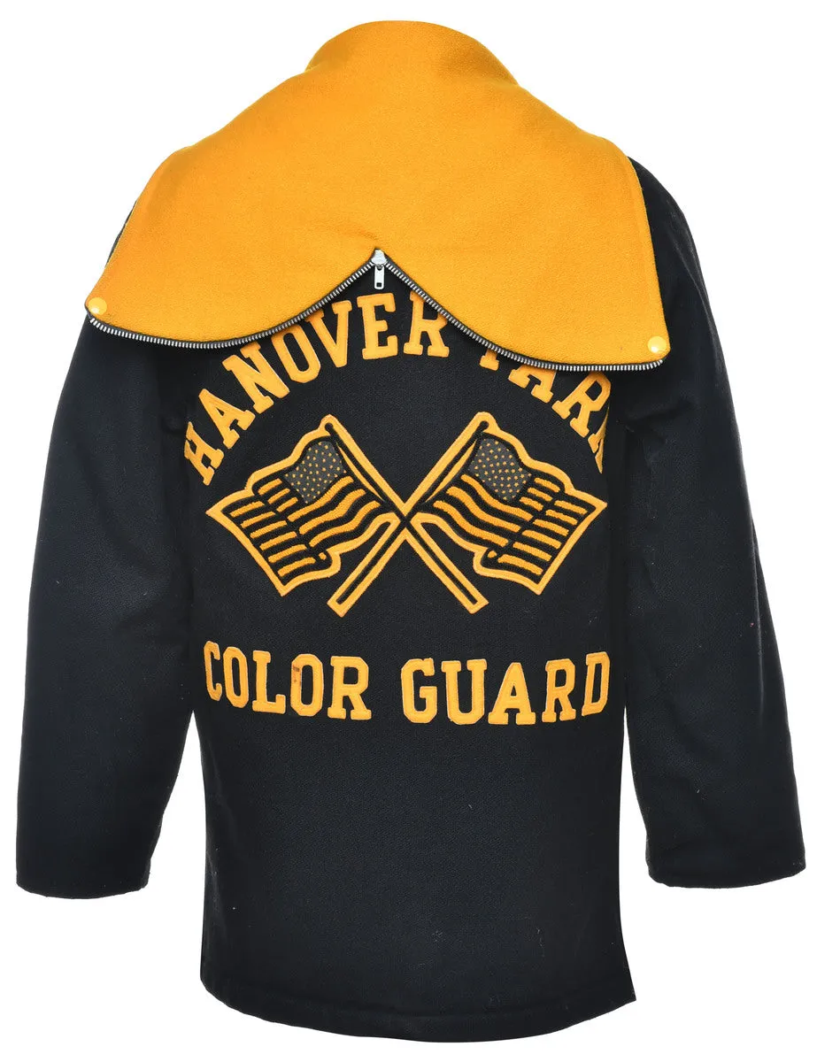 Black & Yellow Sailor Collar Varsity Jacket - M