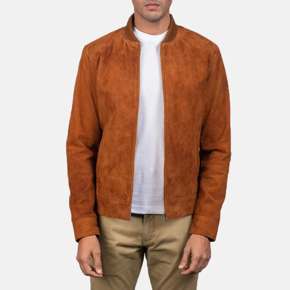 Blain Brown Suede Bomber Jacket