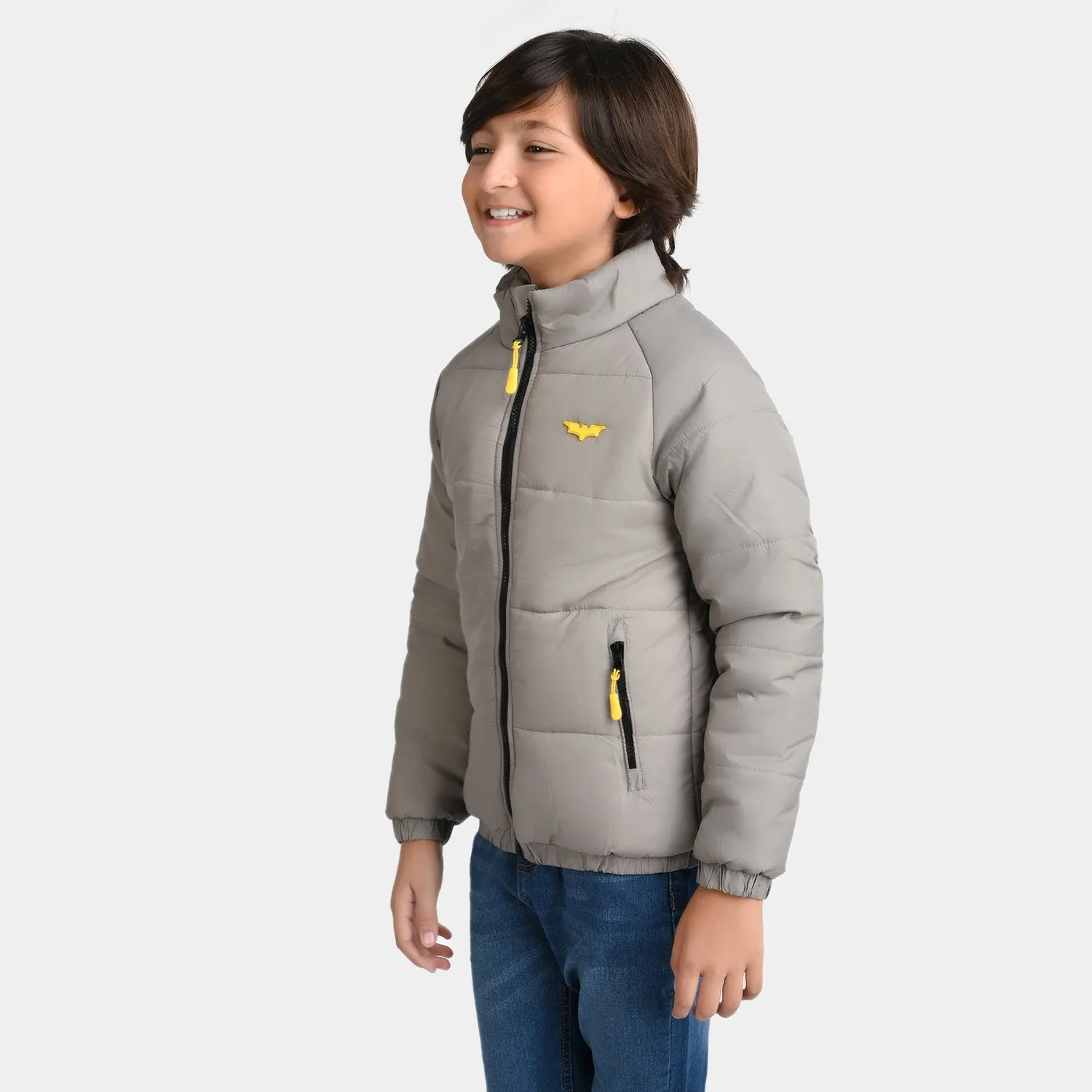 Boys Taffeta Quilted Character Jacket -Gray