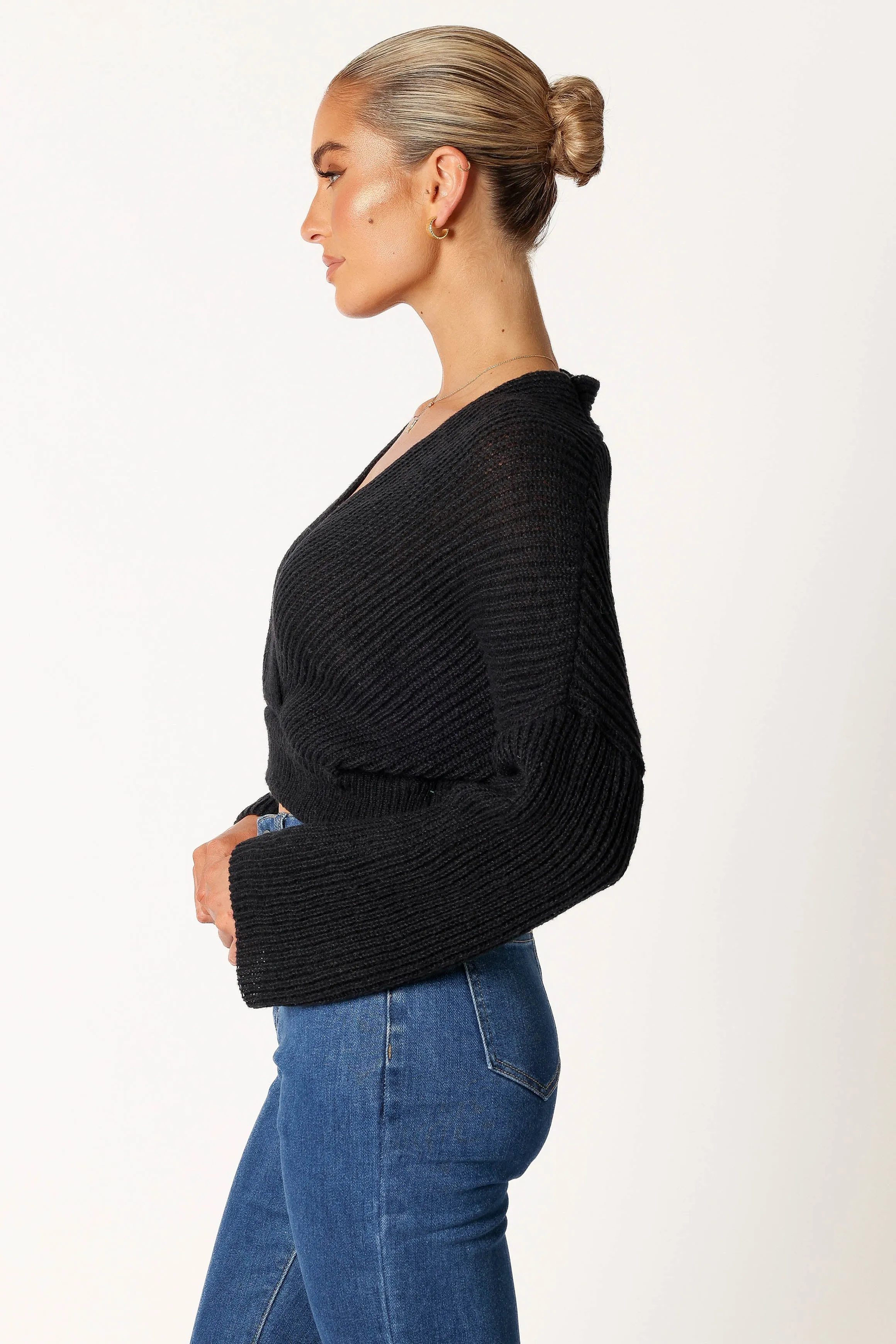 Brinley Crop Knit Sweater - Black