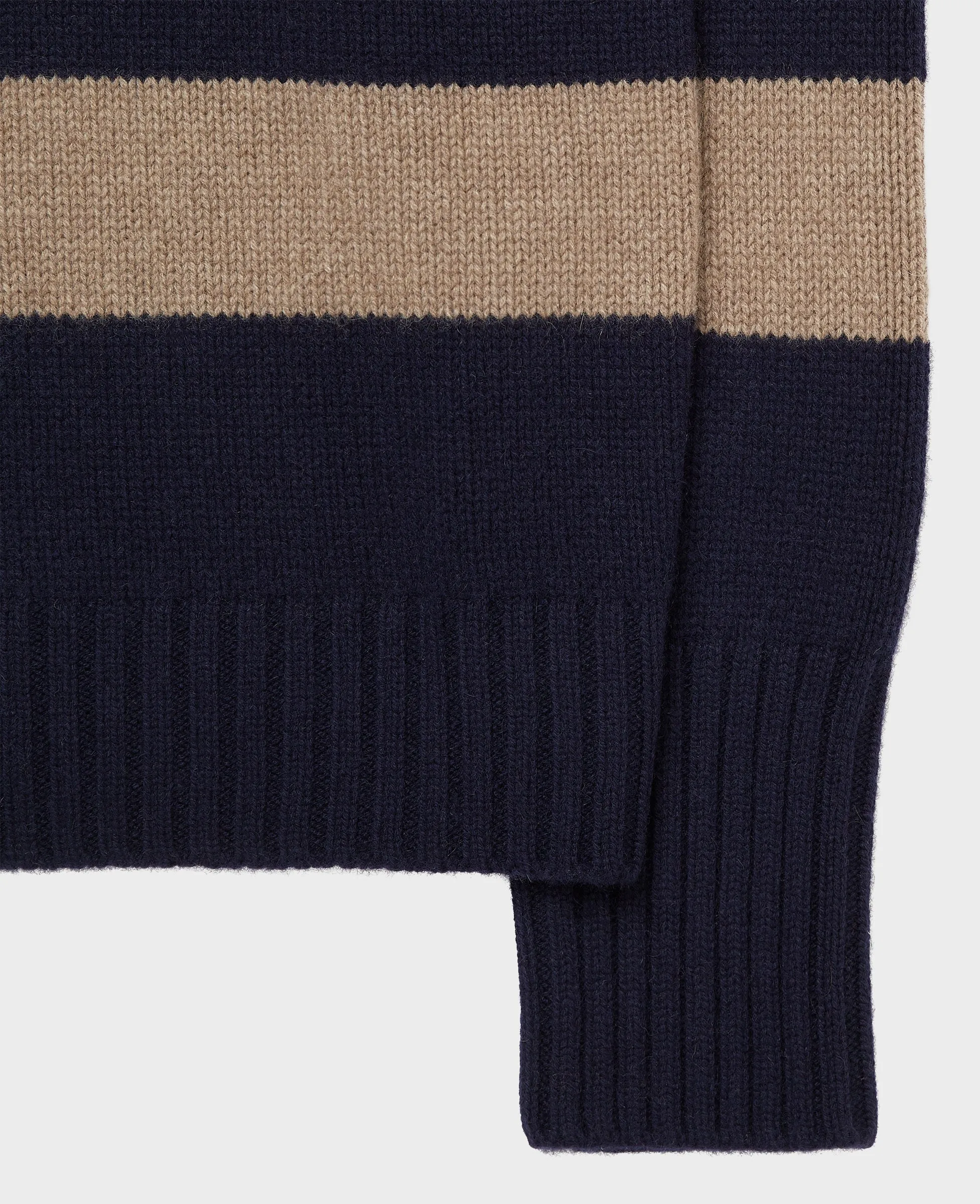 Cashmere Stripe Roll Neck Jumper