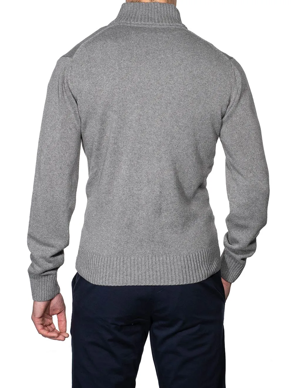 Casual Cotton Half-Zip Jumper Dark Grey Melange