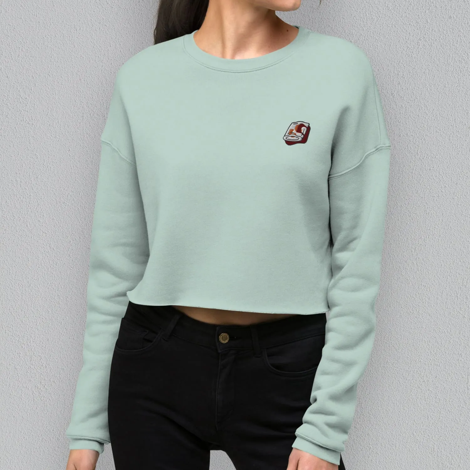 Cheung Fun Embroidered Crop Sweatshirt