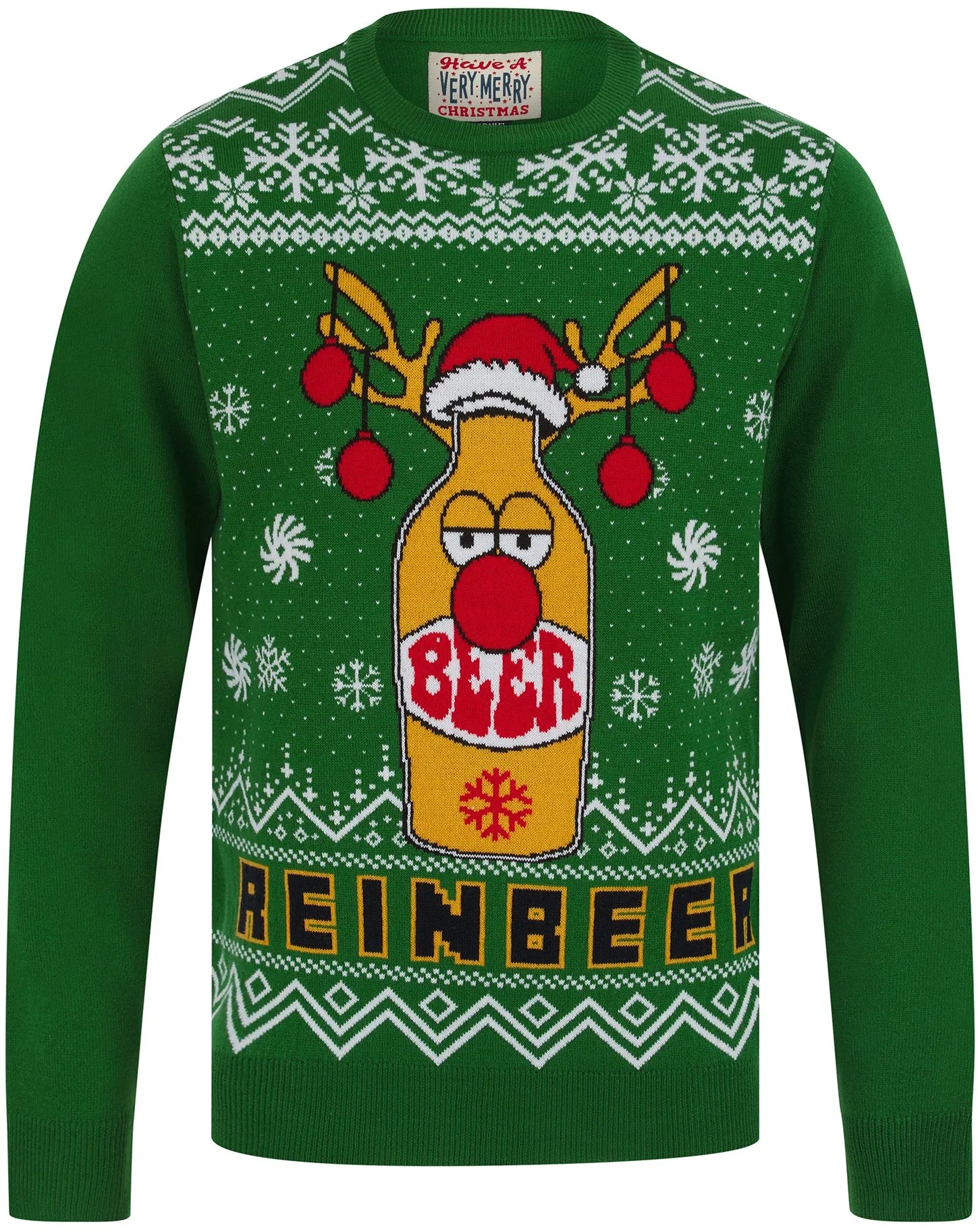 Christmas Beer Novelty Mens Christmas Jumper - Green