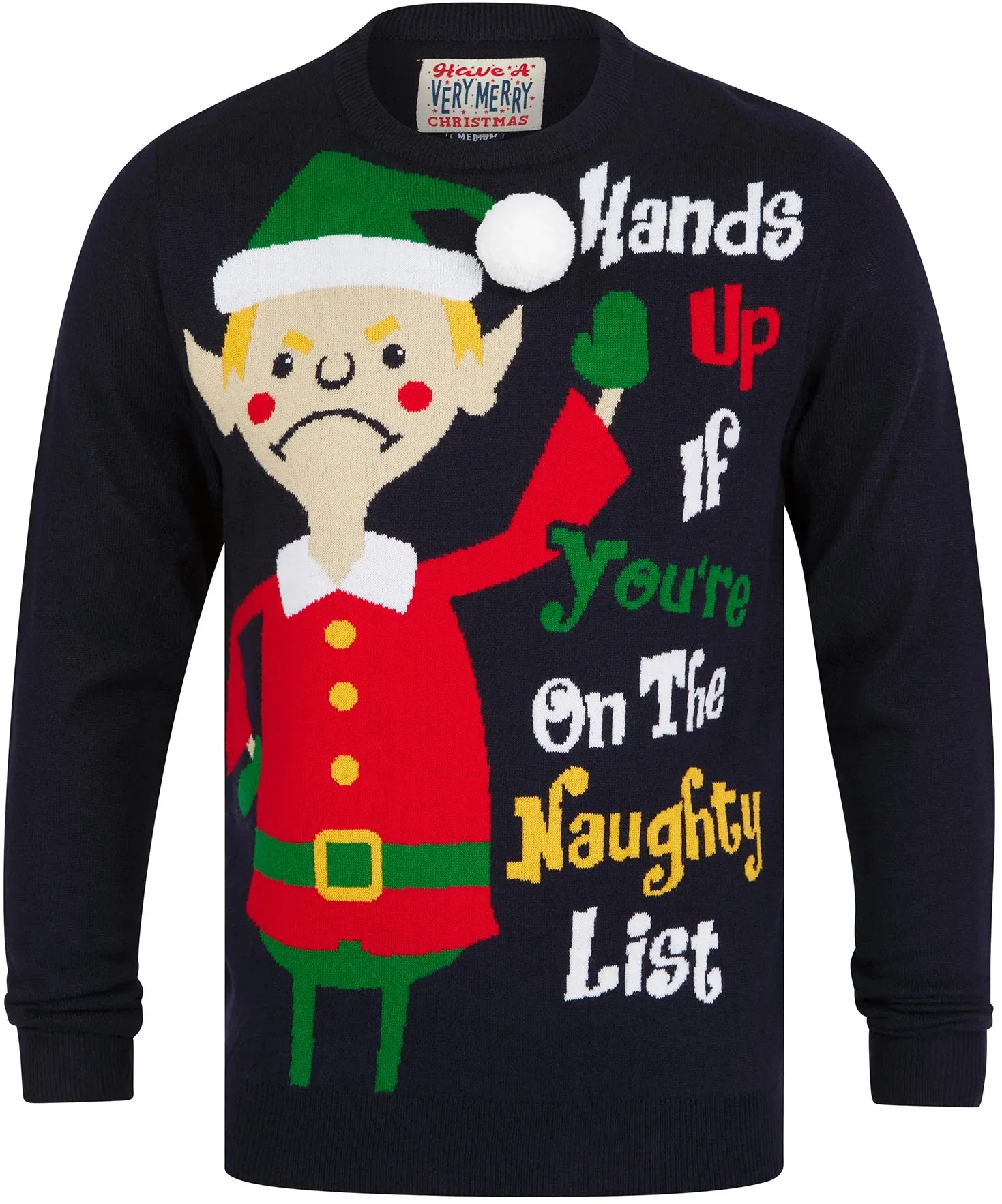 Christmas Hands Up Mens Christmas Jumper - Ink