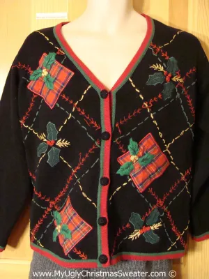 Crafty Plaid Themed Tacky Cheesy Holiday Sweater (f1195)