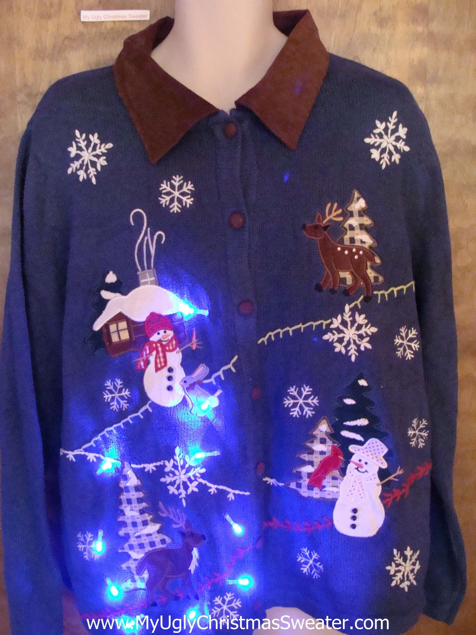 Crafty Winter Scene Light Up Ugly Xmas Sweater