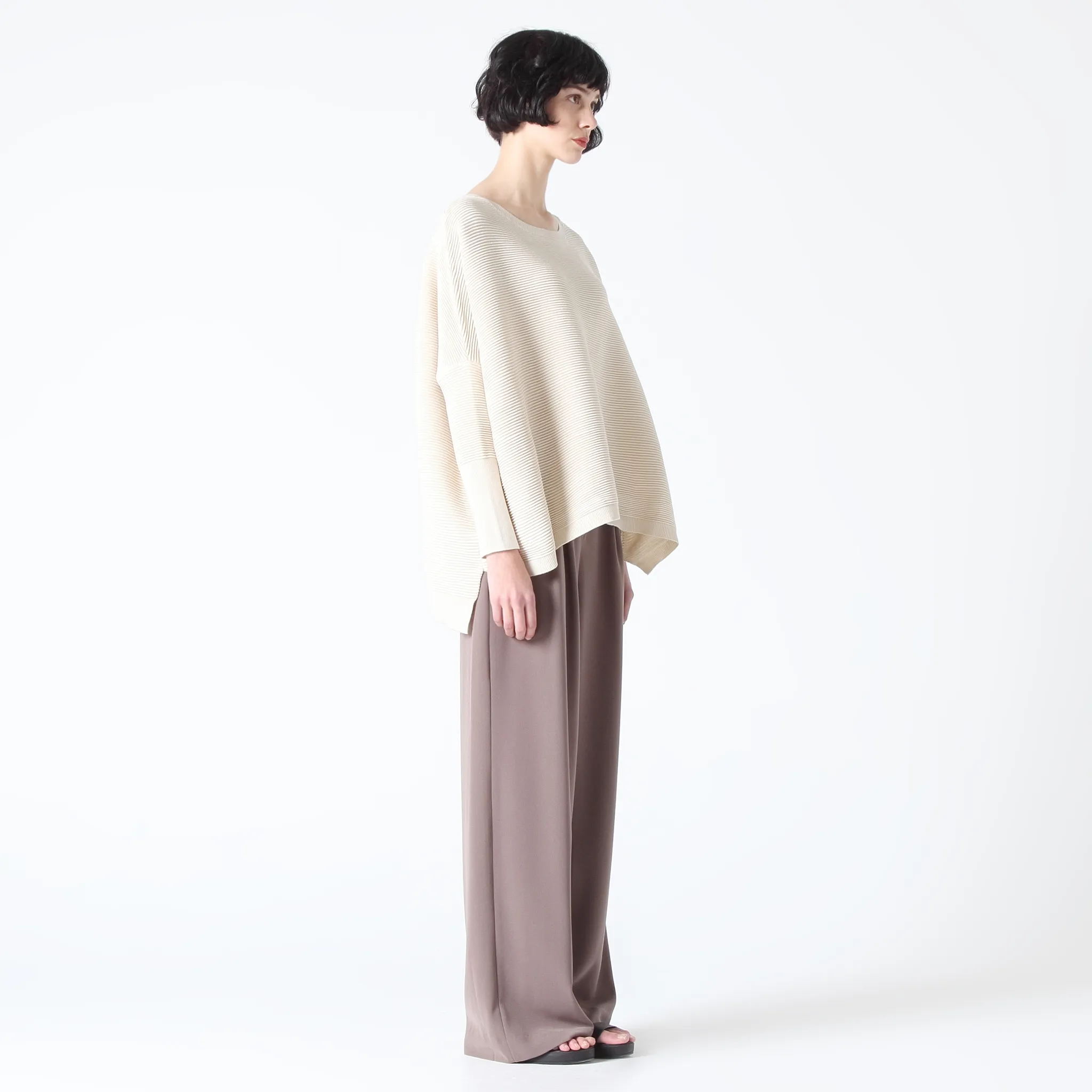 Cream oversized ribbed jumper