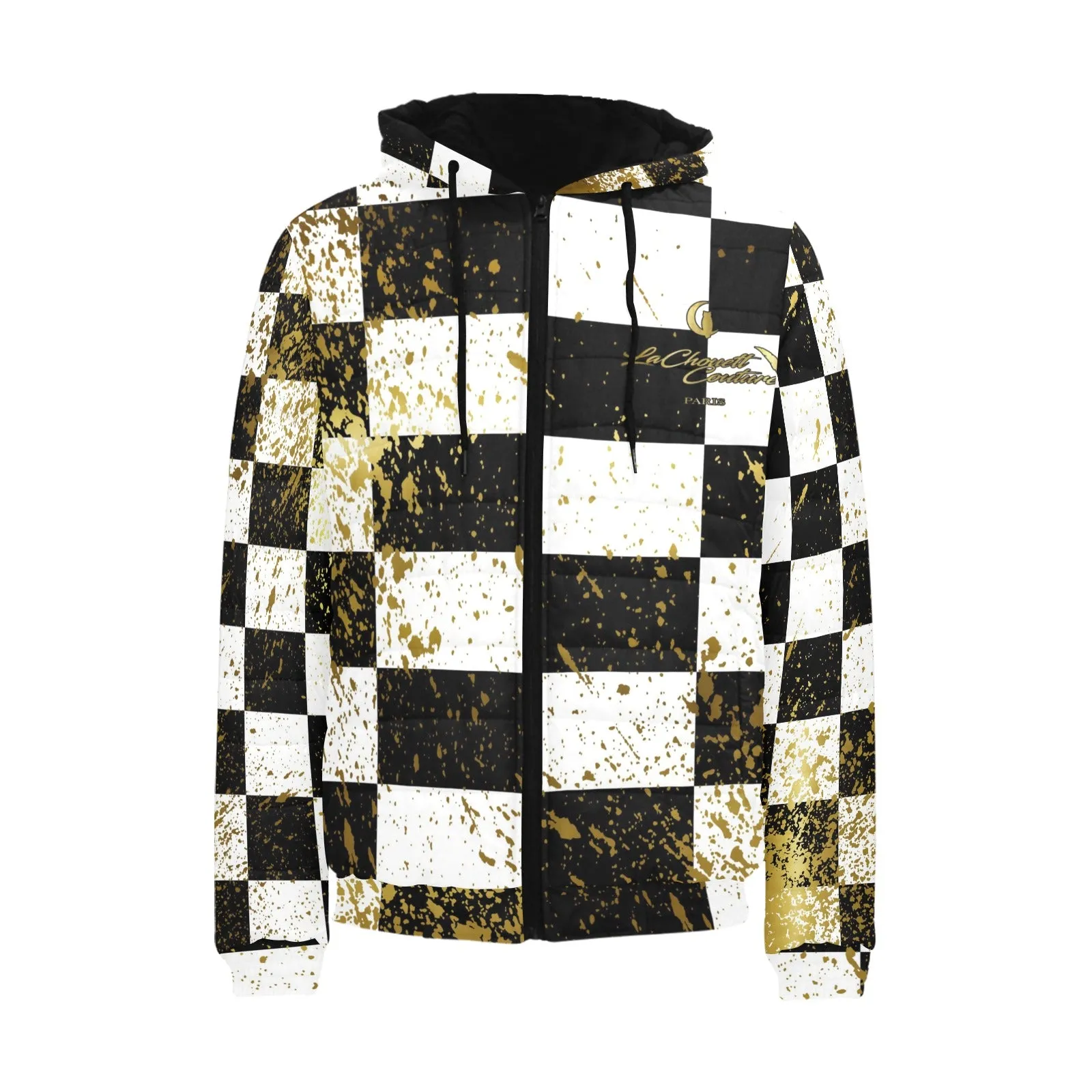 DAMIER IN GOLD Men's Padded Hooded Jacket