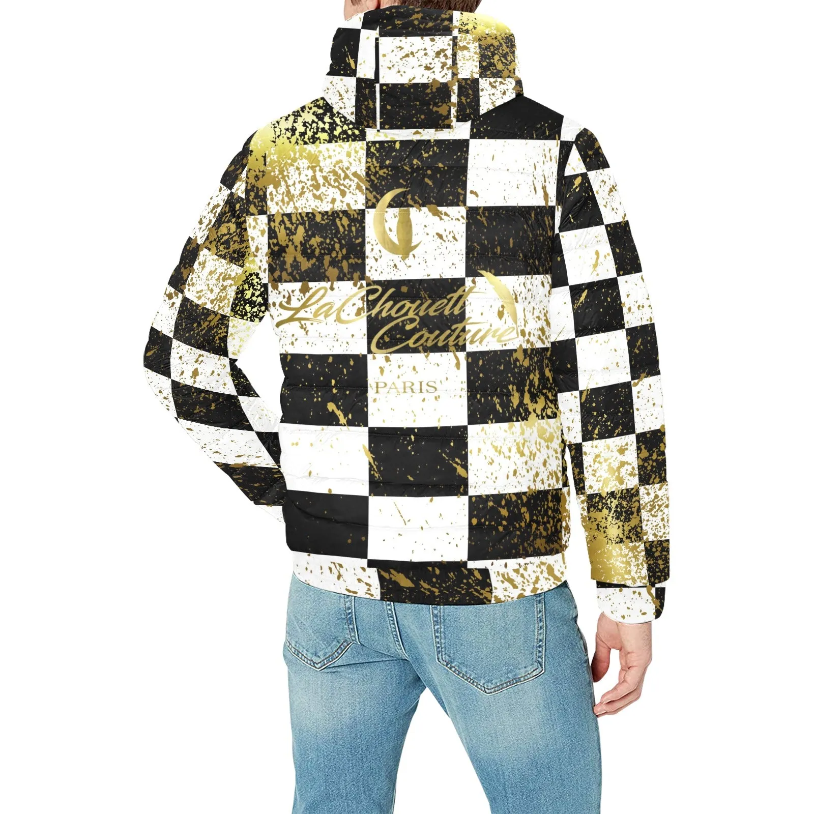 DAMIER IN GOLD Men's Padded Hooded Jacket