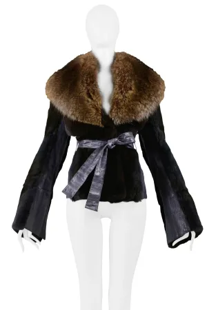 DOLCE BROWN MINK FUR JACKET WITH FUR COLLAR 2004