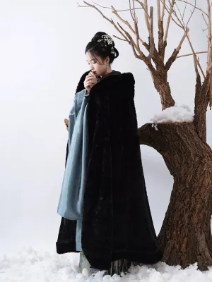 Dou Peng 斗篷 Winter Fur Cloak Unisex Hanfu Accessory Outerwear