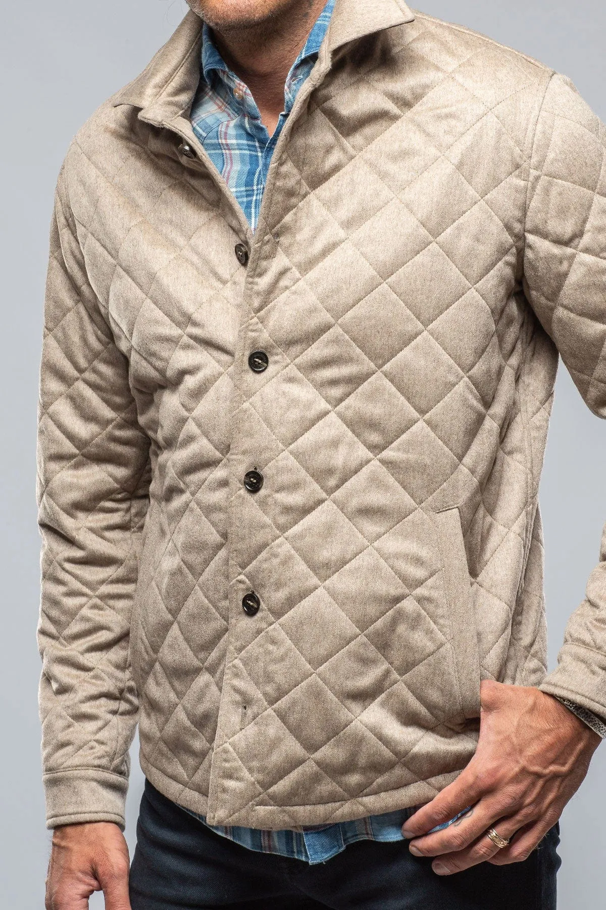 Dutton Quilted Cashmere Jacket in Camel