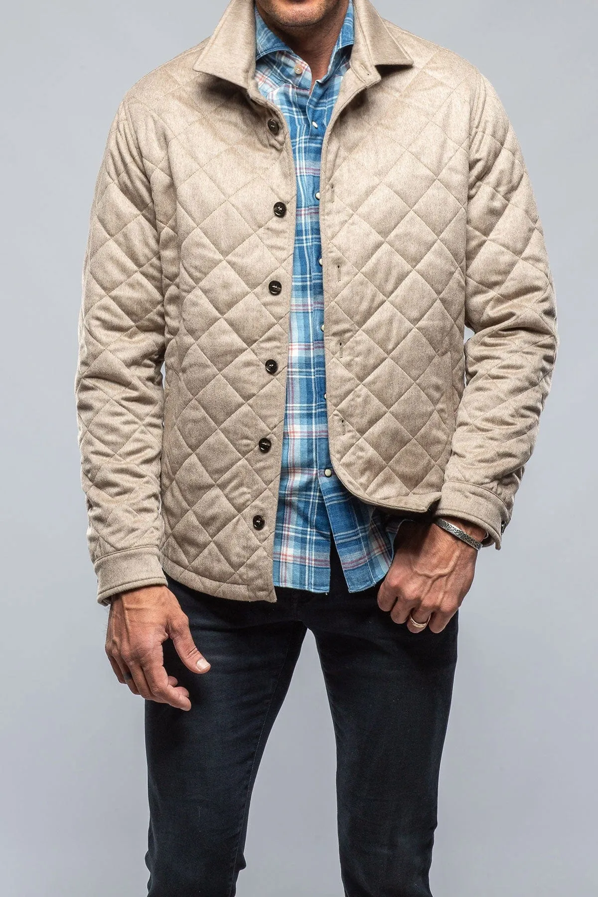 Dutton Quilted Cashmere Jacket in Camel