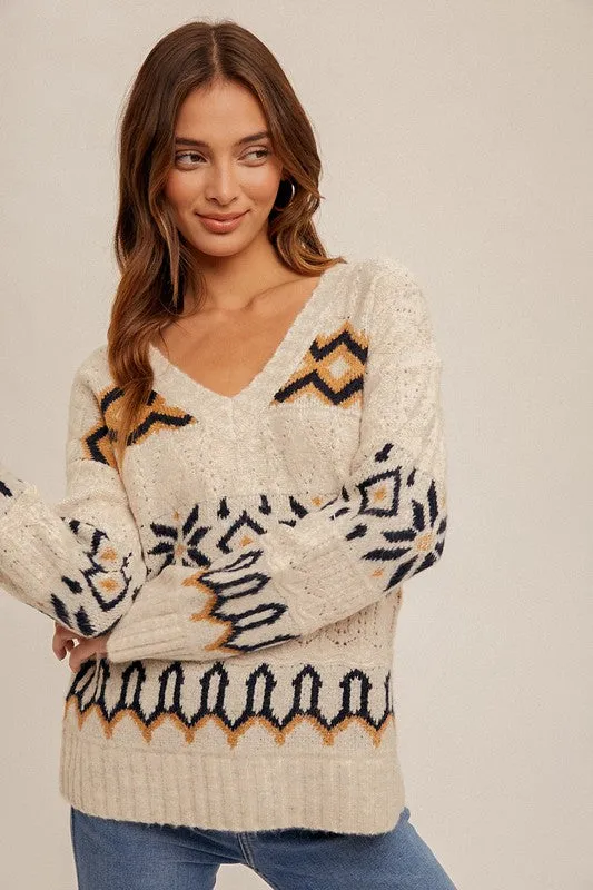 Fairisle V Neck Sweater