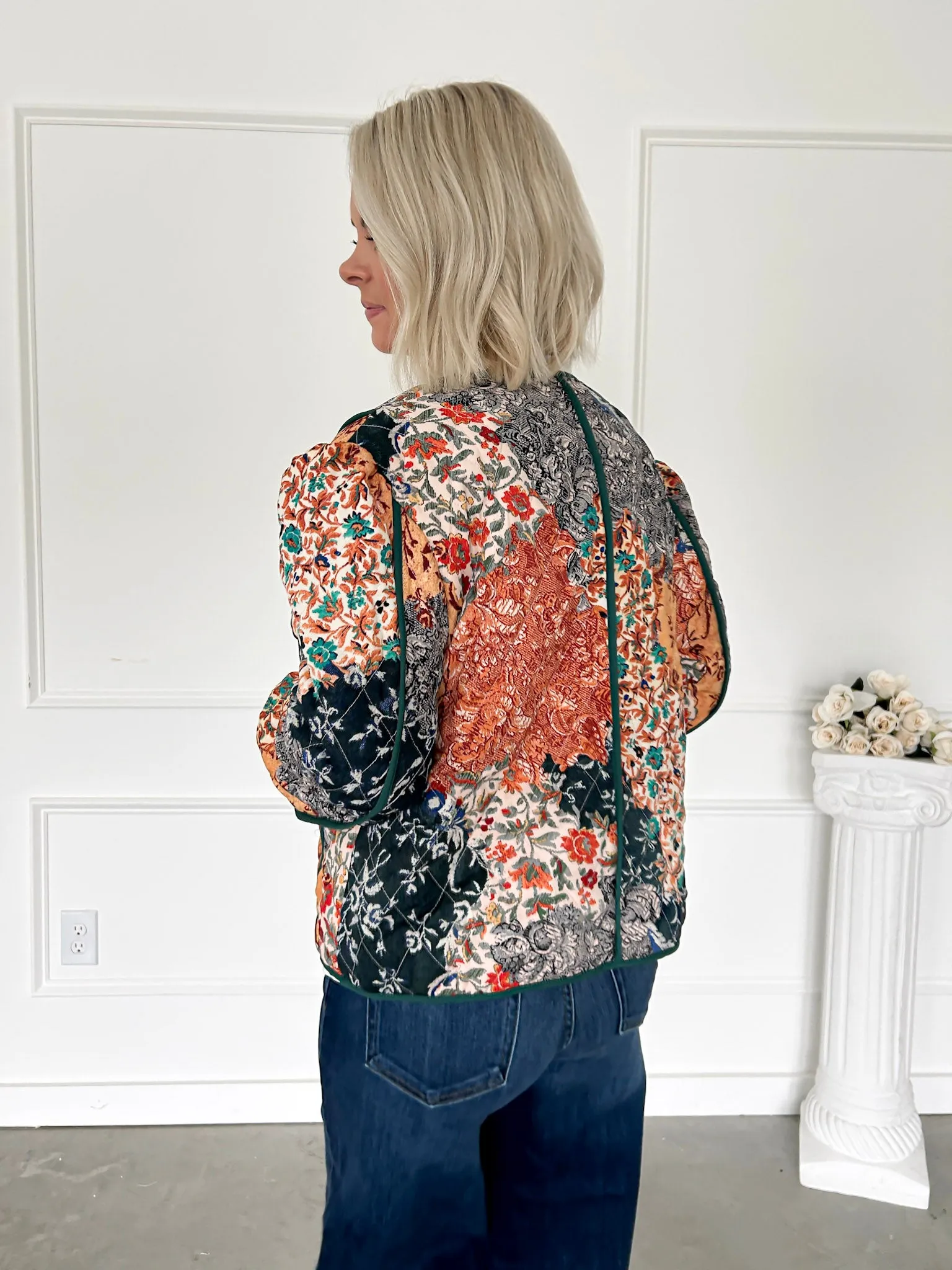 Fall Is Calling Foral Patchwork Quilted Jacket FINAL SALE