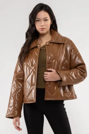 Faux Leather Quilted Jacket