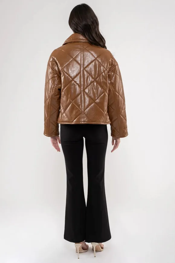 Faux Leather Quilted Jacket