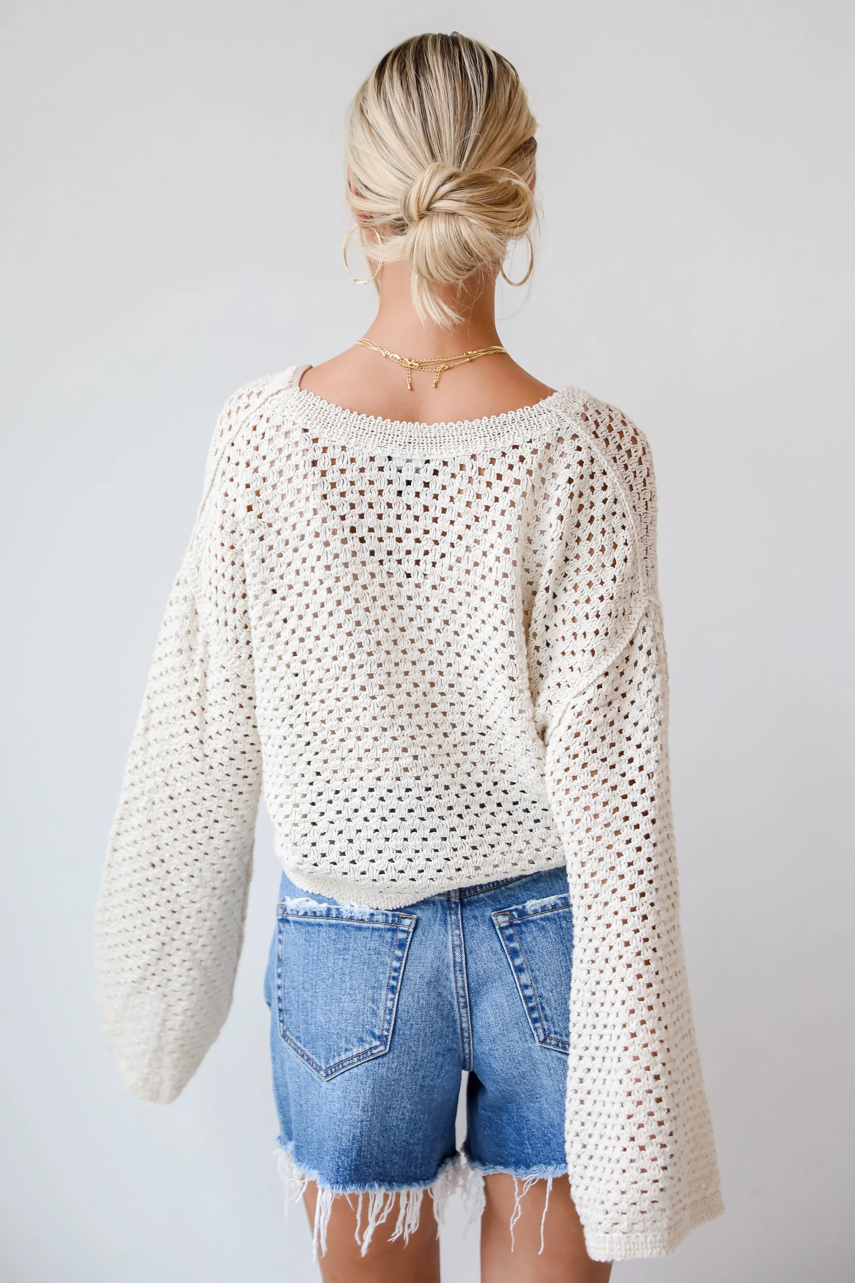 FINAL SALE - Perfect Fate Natural Crochet Knit Top