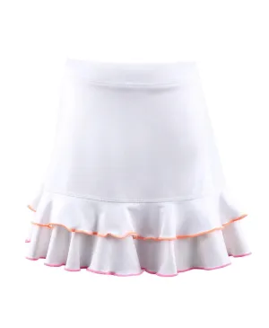 Flamingo Beach White Ruffle Skirt