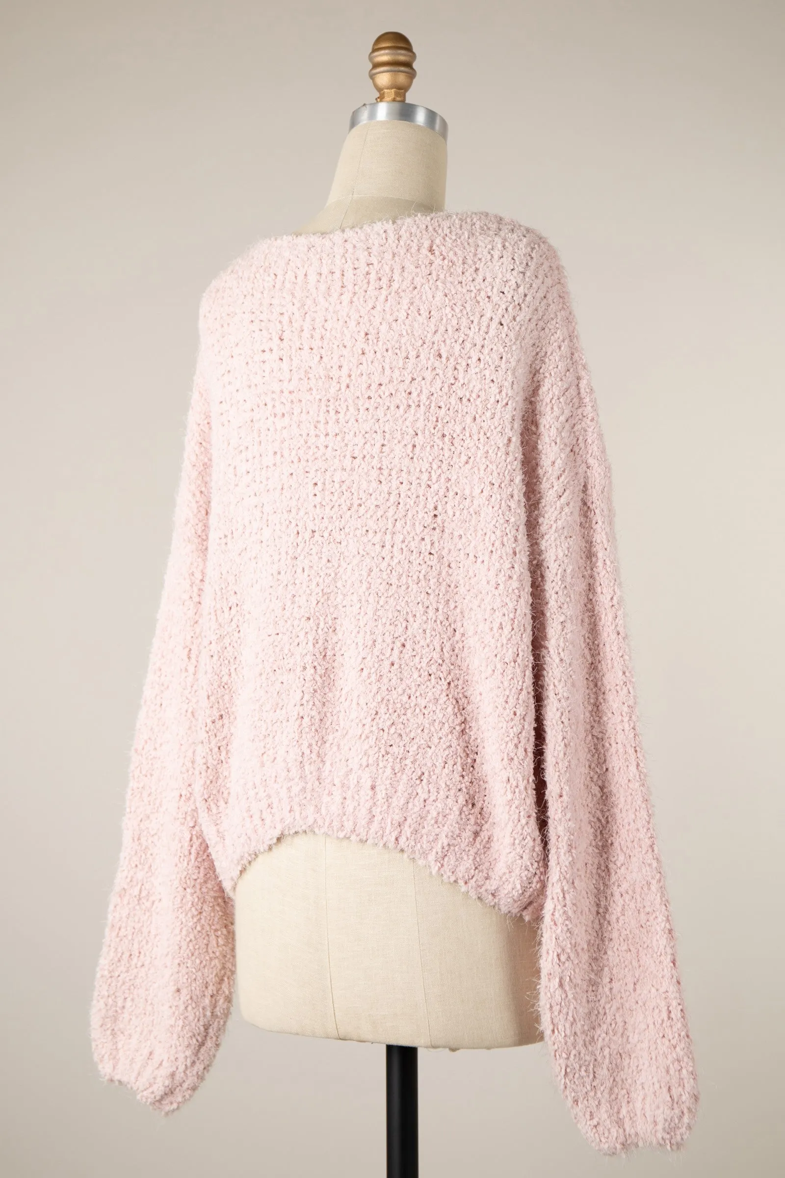 Fluffy V Neck Cropped Sweater