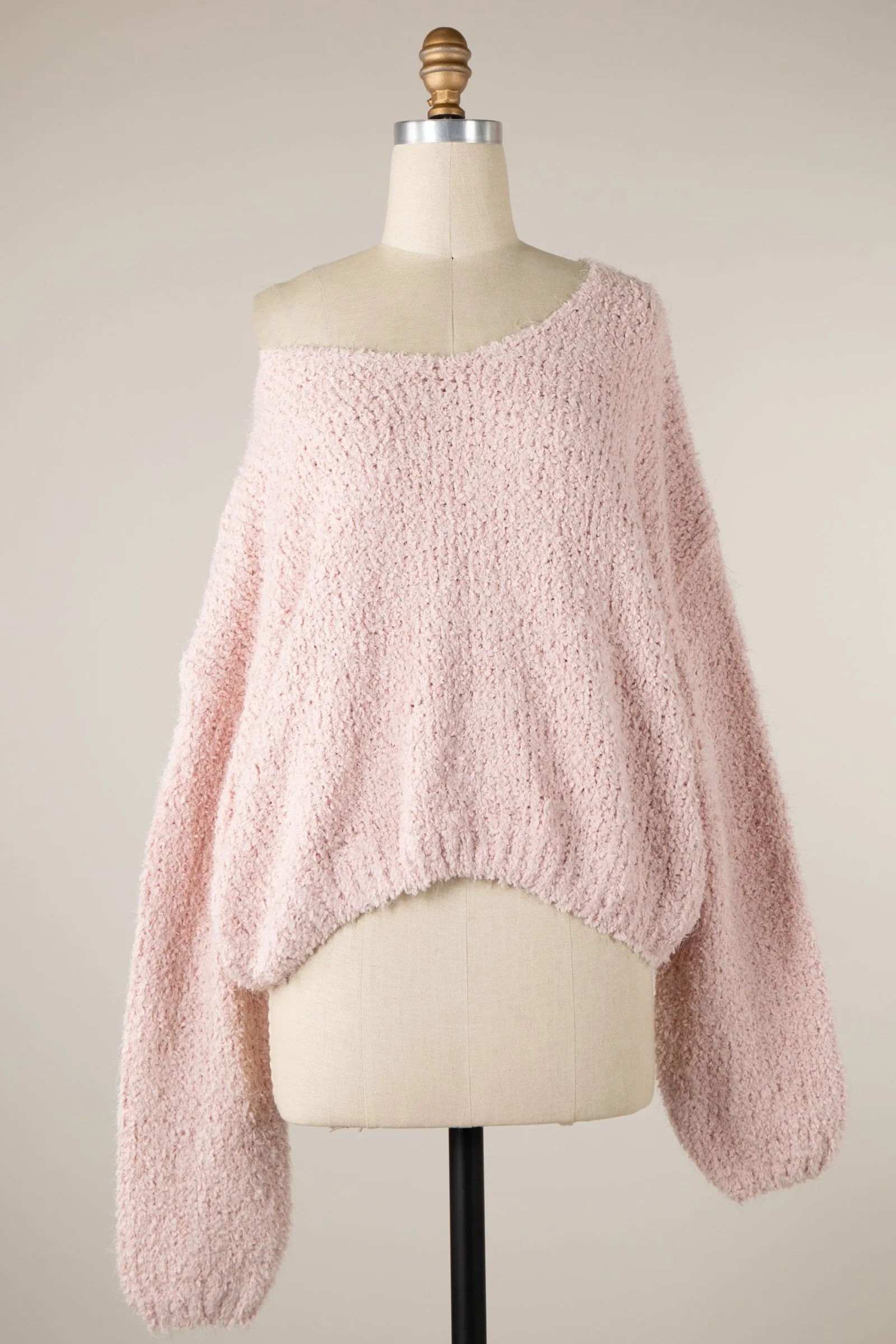 Fluffy V Neck Cropped Sweater