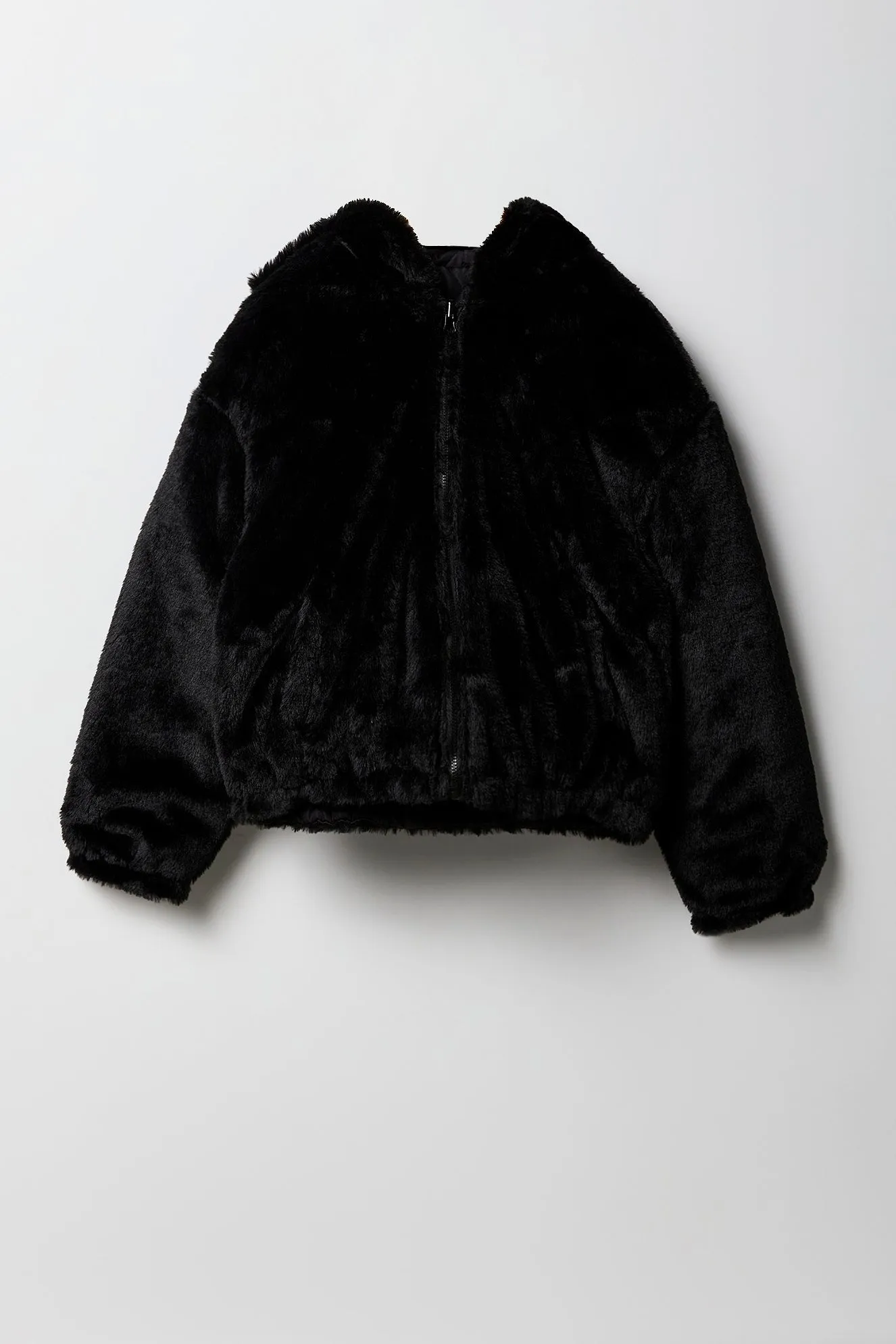 Girls Quilted Faux Fur Reversible Bomber Jacket