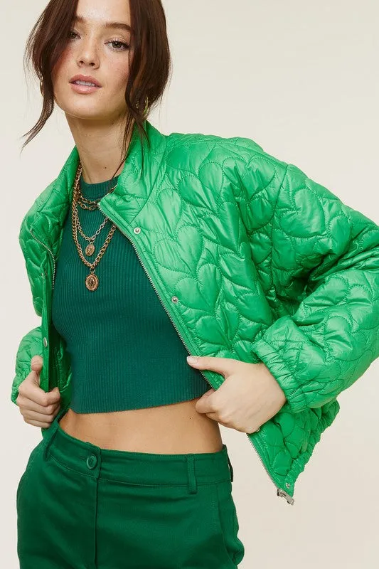 Green Heart Pattern Lightweight Fashion Jacket