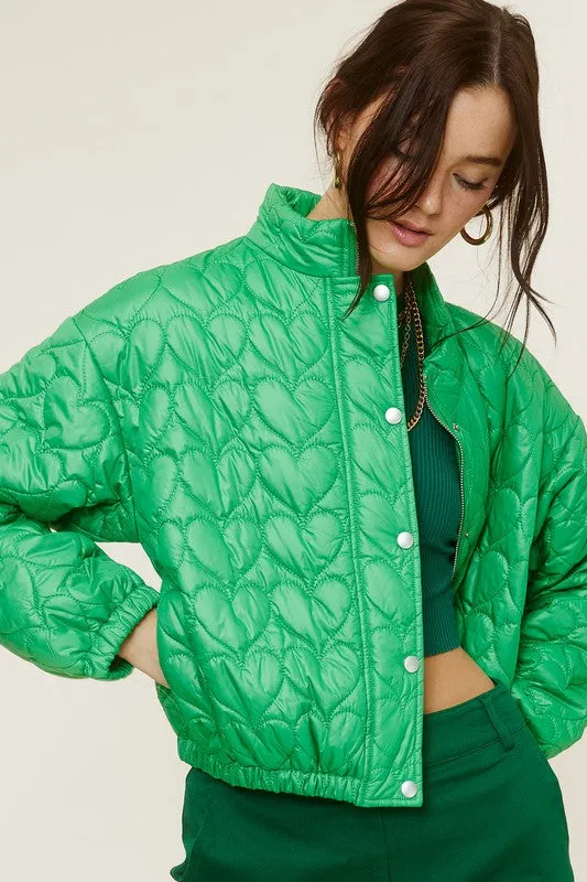 Green Heart Pattern Lightweight Fashion Jacket