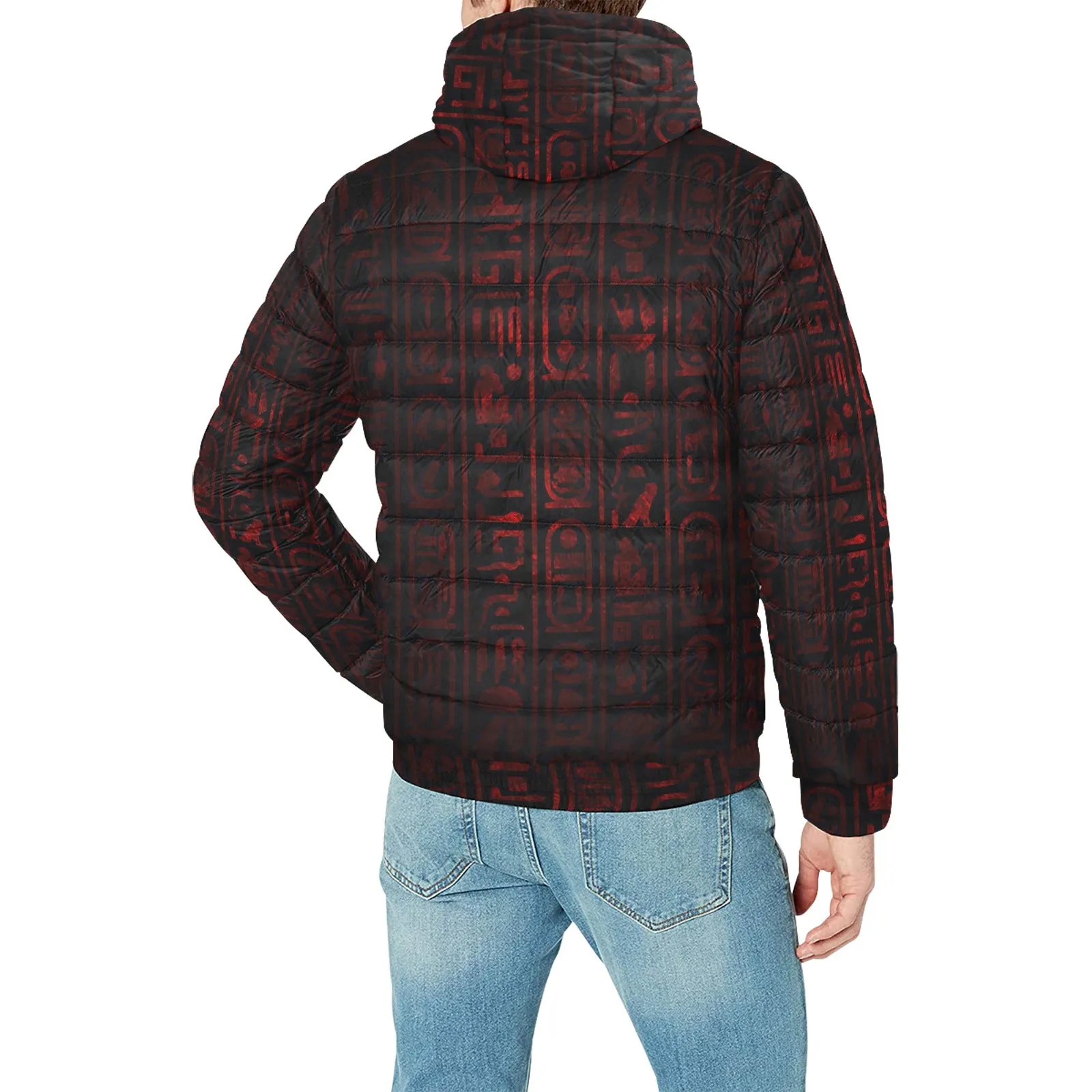 HIEROGLYPH RED PADDED HOODIE JACKET Men's Padded Hooded Jacket