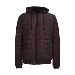 HIEROGLYPH RED PADDED HOODIE JACKET Men's Padded Hooded Jacket