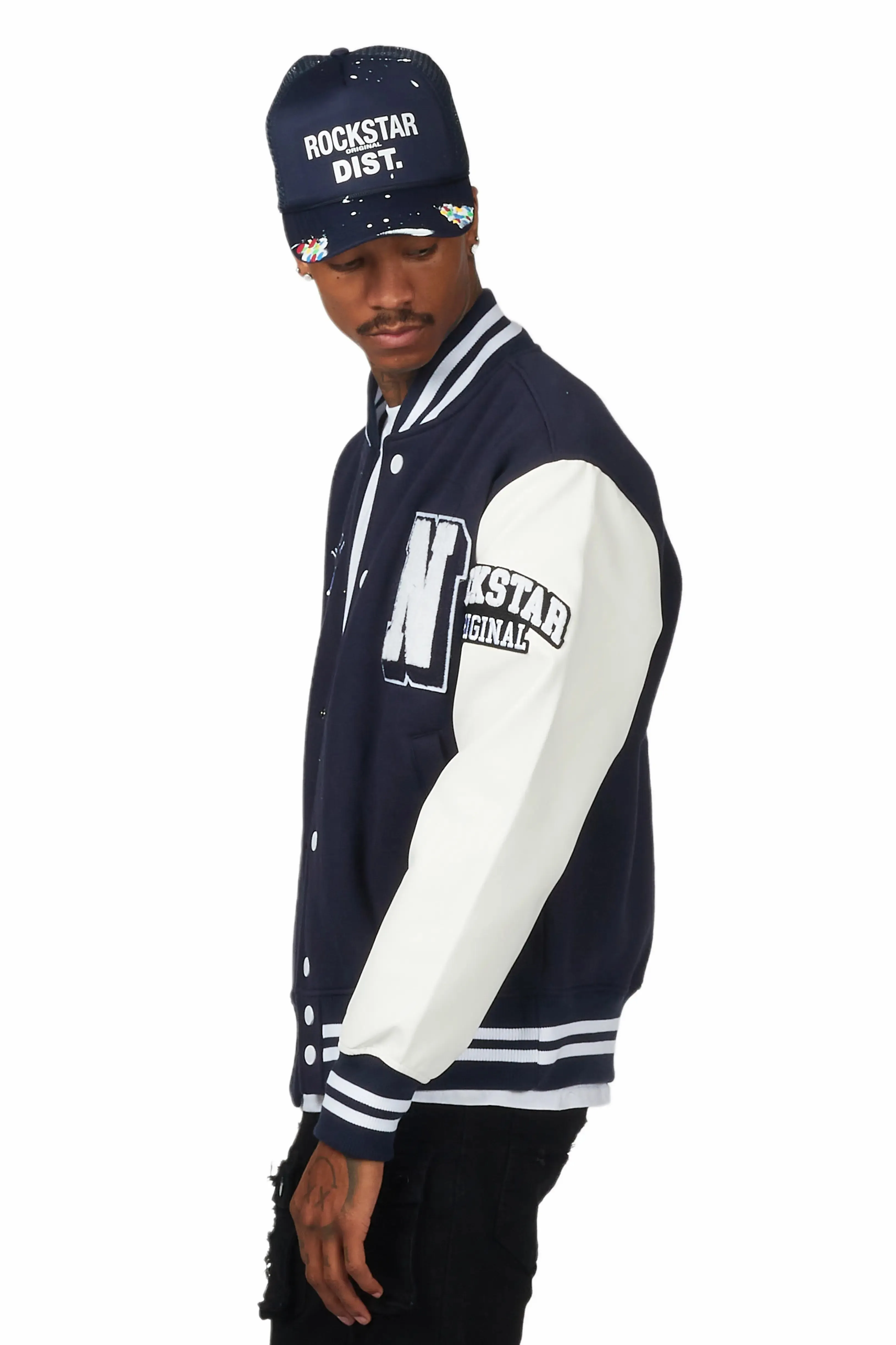 Himiko Navy Varsity Jacket